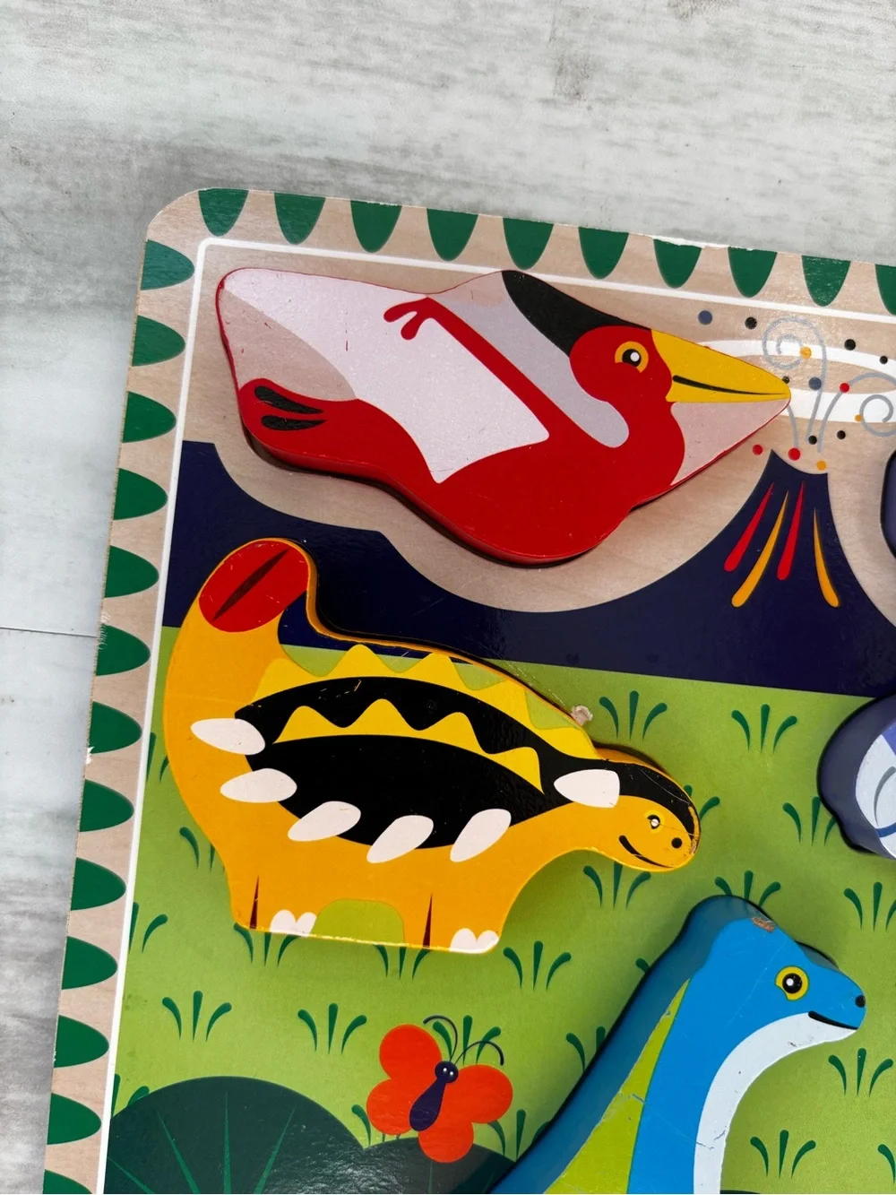 Melissa & Doug Chunky Wooden Dinosaur Puzzle Kids Play Colorful 7 Piece Kidcore